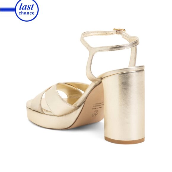 STUART WEITZMAN Light Gold Made In Spain Leather Dayna Platform Sandals - Picture 2 of 2